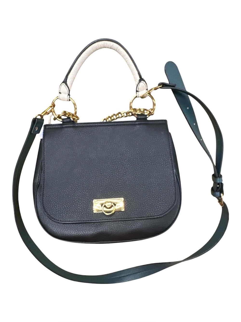 Love & Lore Black Leather Crossbody Bag with Gold Hardware